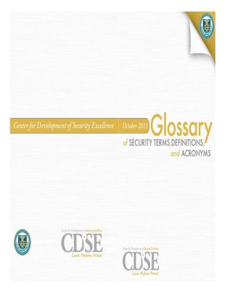 Cover for Cent Development of Security Excellence · Glossary of Security Terms, Definitions and Acronyms (Paperback Book) (2013)