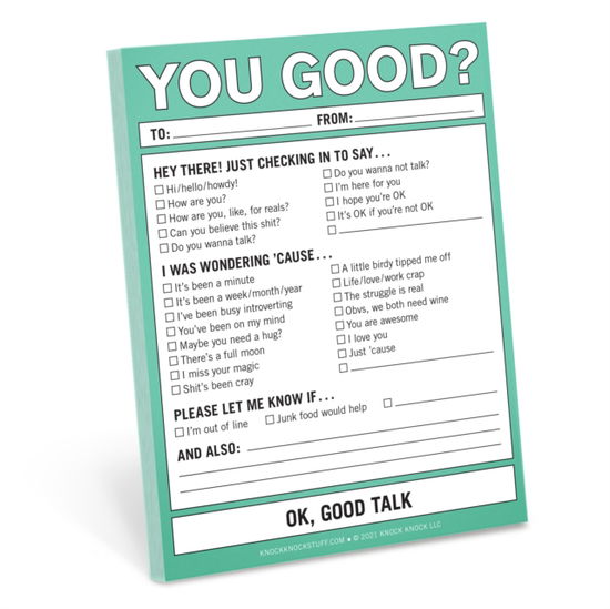 Cover for Knock Knock You Good Nifty Note Pad · Knock Knock You Good? Nifty Note Pad (Print) (2022)