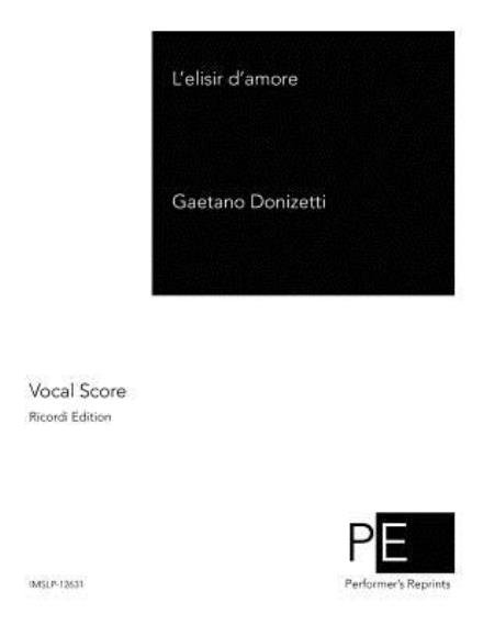 Cover for Gaetano Donizetti · L'elisir D'amore (Pocketbok) (2014)