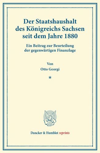 Cover for Georgi · Der Staatshaushalt des Königreic (Book) (2013)