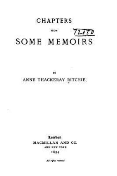 Cover for Anne Thackeray Ritchie · Chapters from Some Memoirs (Paperback Book) (2016)