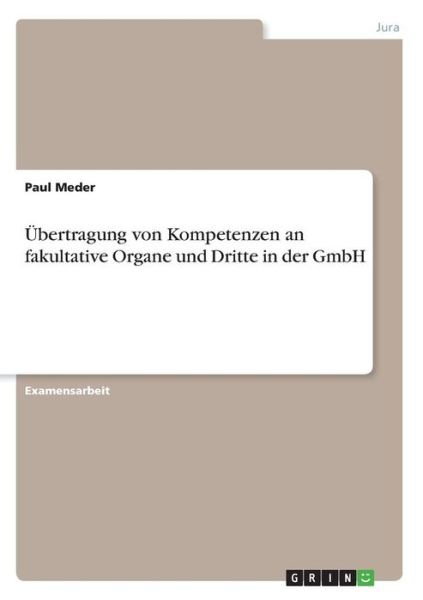 Cover for Meder · Übertragung von Kompetenzen an fa (Book)