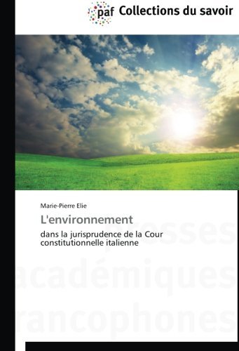 Cover for Marie-pierre Elie · L'environnement (Paperback Book) [French edition] (2018)