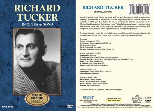 Cover for Richard Tucker · In Opera &amp; Song: Firestone (DVD) (2008)