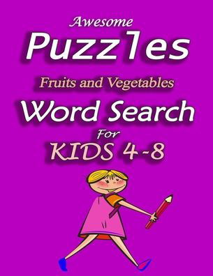 Cover for Group Art Puzzles · Awesome Puzzles Fruits &amp; Vegetables Word Search For Kids 4-8 (Pocketbok) (2020)