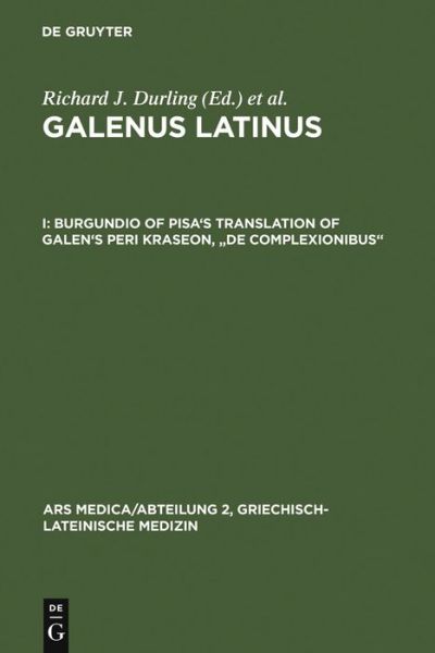 Cover for Galen · Burgundio of Pisa's Translation of Gale (Book) (1976)