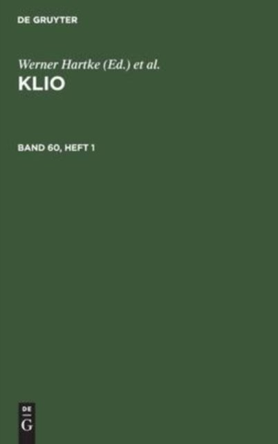Klio - No Contributor - Bøger - de Gruyter - 9783112532591 - 14. januar 1979