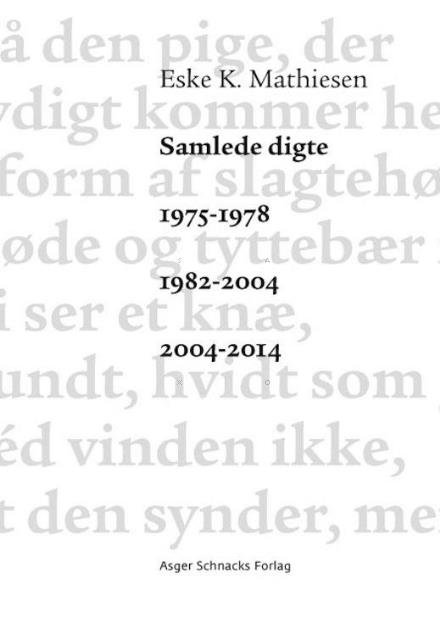 Cover for Eske K. Mathiesen · Samlede digte 1975-1978 1982-2004 2004-2014 (Hæftet bog) [1. udgave] (2015)