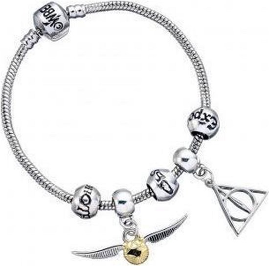 Harry Potter Charm Set- Silver Bracelet / Deathly Hallows/ Snitch/ 3 Spell Beads - Harry Potter - Merchandise - HARRY POTTER - 5055583409592 - 