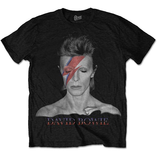 David Bowie Unisex T-Shirt: Aladdin Sane - David Bowie - Koopwaar - ROCK OFF - 5055979989592 - 