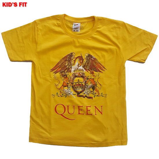 Cover for Queen · Queen Kids T-Shirt: Classic Crest (Yellow) (3-4 Years) (T-shirt) [size 3-4yrs] [Yellow - Kids edition] (2024)