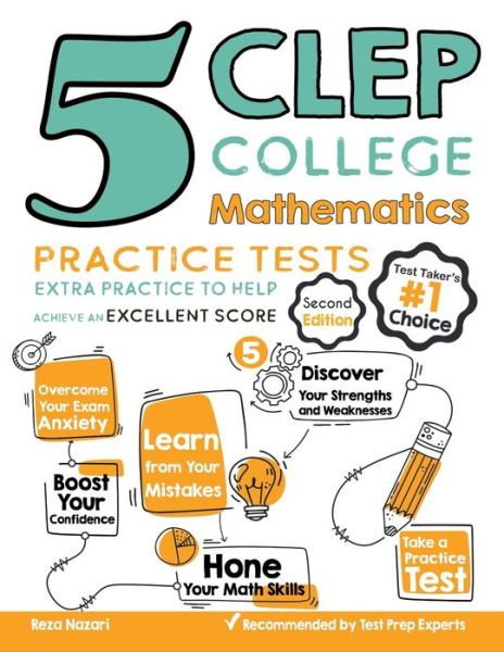 Cover for Reza Nazari · 5 CLEP College Mathematics Practice Tests (Paperback Book) (2020)