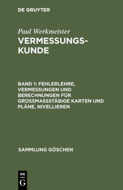 Sg2160 Kahmen: Vermessungs- Kunde 1 17a - Na - Książki - Walter de Gruyter - 9783110117592 - 1 sierpnia 1988