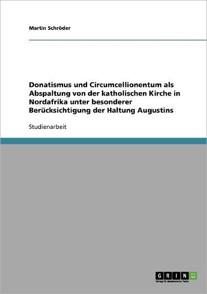 Cover for Schröder · Donatismus und Circumcellionen (Book) [German edition] (2013)