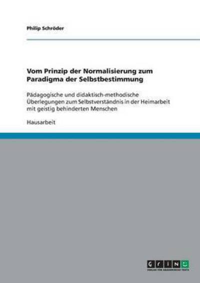 Cover for Schröder · Vom Prinzip der Normalisierung (Book) [German edition] (2013)