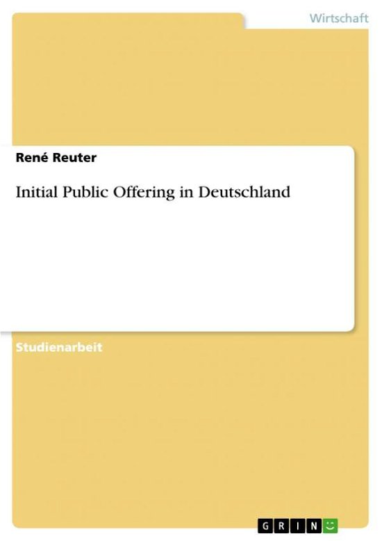 Cover for Reuter · Initial Public Offering in Deuts (Book) [German edition] (2013)