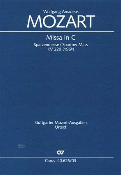 Cover for Mozart · Missa C-Dur KV220,KA.CV40.626/03 (Bog)