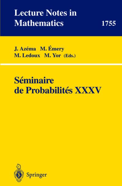 Cover for J Azema · Seminaire De Probabilites - Lecture Notes in Mathematics (Paperback Book) (2001)