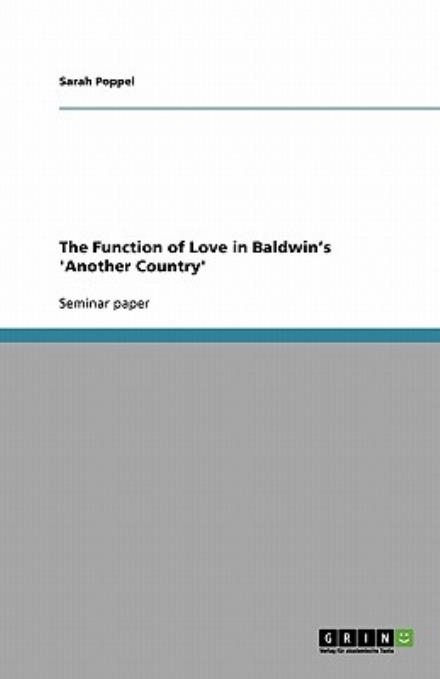 Cover for Poppel · The Function of Love in Baldwin (Book) (2009)