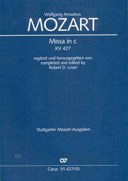 Cover for Mozart · Missa c KV427,KA.CV51.427/03 (Book)