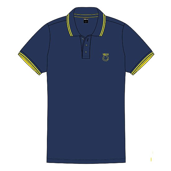 Cover for Nirvana · Nirvana Unisex Polo Shirt: Happy Face (CLOTHES) [size S] [Blue - Unisex edition]
