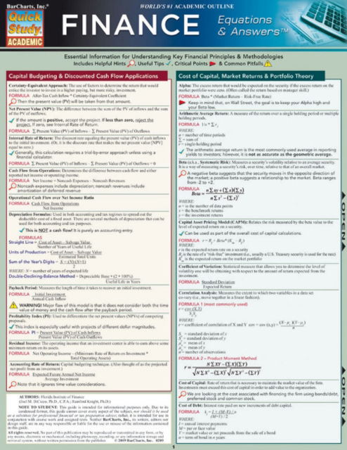 Cover for Florida Institute of Finance · Finance Equations &amp; Answers (Map) (2009)