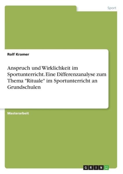 Cover for Kramer · Anspruch und Wirklichkeit im Spo (Book) (2016)
