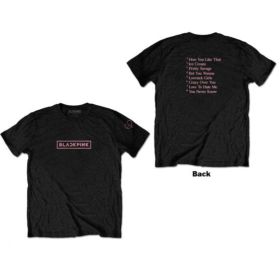 BlackPink Unisex T-Shirt: The Album Track list (Back Print) - BlackPink - Merchandise -  - 5056368664595 - June 16, 2023