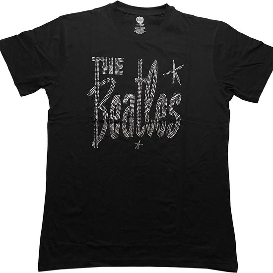 The Beatles Unisex T-Shirt: Retro Logo Crystals (Embellished) - The Beatles - Merchandise -  - 5056561049595 - 