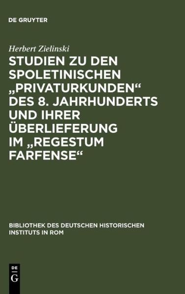 Cover for Zielinski · Studien zu den spoletinischen (Bog) (1972)