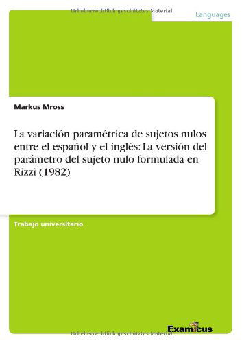 La variación paramétrica de sujet - Mross - Books - GRIN Verlag - 9783656991595 - March 8, 2012
