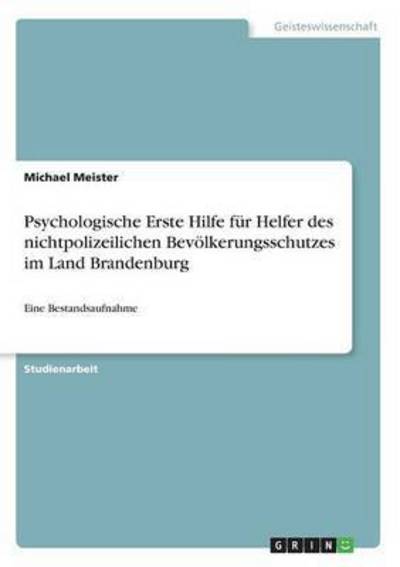 Cover for Meister · Psychologische Erste Hilfe für (Book) (2017)