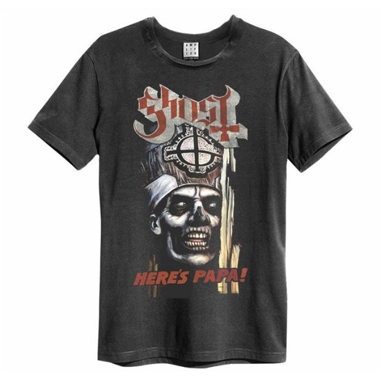 Ghost Heres Papa Amplified Small Vintage Charcoal T Shirt - Ghost - Marchandise - AMPLIFIED - 5054488392596 - 