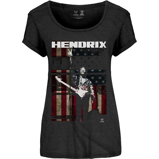 Cover for The Jimi Hendrix Experience · Jimi Hendrix Ladies T-Shirt: Peace Flag (T-shirt) [size S] [Black - Ladies edition]