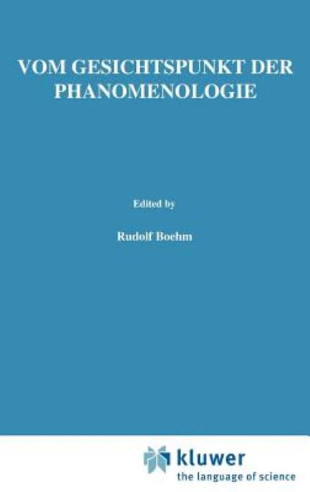 Cover for Rudolph Boehm · Vom Gesichtspunkt der Phanomenologie: Husserl-Studien - Modern Perspectives in Energy (Paperback Book) [1968 edition] (1968)