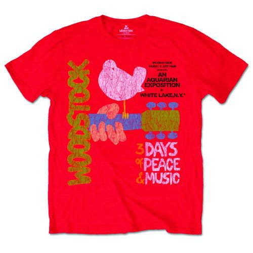 Cover for Woodstock · Woodstock Unisex T-Shirt: Classic Vintage Poster (Red) (T-shirt) [size S] [Red - Unisex edition] (2015)