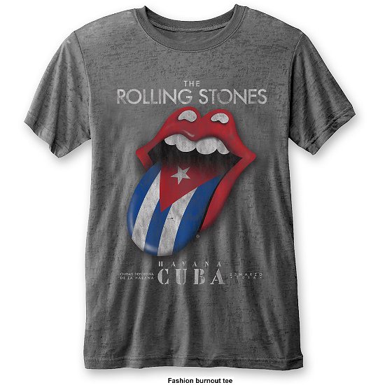 The Rolling Stones Unisex T-Shirt: Havana Cuba (Burnout) - The Rolling Stones - Koopwaar - Bravado - 5055979984597 - 
