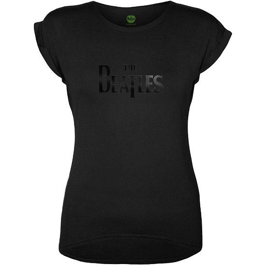 The Beatles Ladies Hi-Build T-Shirt: Drop T Logo (Black-On-Black) - The Beatles - Merchandise - Apple Corps - Apparel - 5056170601597 - 