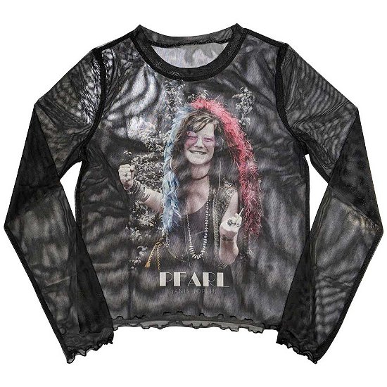 Janis Joplin Ladies Long Sleeve T-Shirt: Pearl Garden (Mesh) - Janis Joplin - Merchandise -  - 5056737237597 - 
