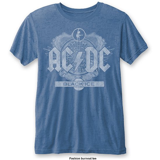 Cover for AC/DC · AC/DC Unisex Fashion Tee: Black Ice (Burn Out) (CLOTHES) [size S] [Blue - Unisex edition]