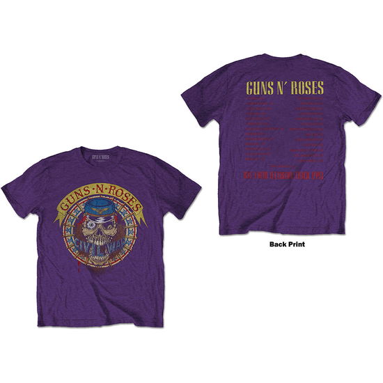 Guns N' Roses Unisex T-Shirt: Skull Circle (Purple) (Back Print) - Guns N' Roses - Produtos - - 5056368621598 - 12 de junho de 2020