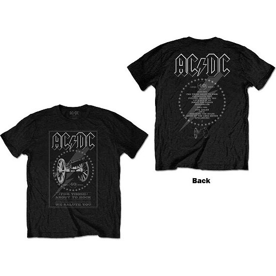 AC/DC Unisex T-Shirt: FTATR 40th Monochrome (Back Print) - AC/DC - Merchandise -  - 5056561019598 - 