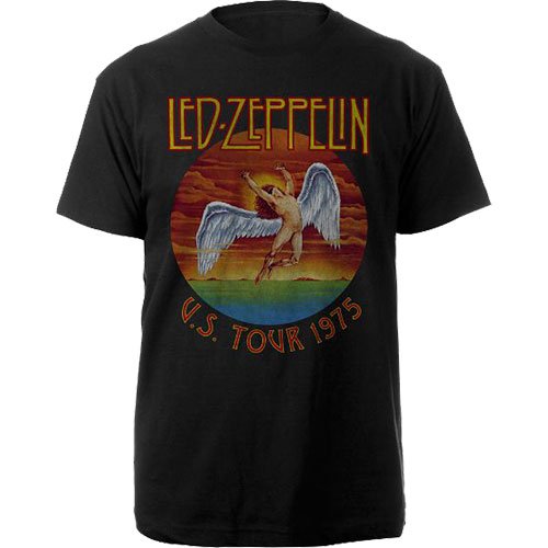 Led Zeppelin Unisex T-Shirt: USA Tour '75. - Led Zeppelin - Produtos - ROCK OFF - 5056187706599 - 18 de dezembro de 2019