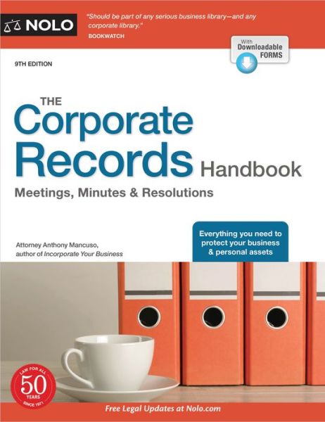 The Corporate Records Handbook - Anthony Mancuso - Książki - NOLO - 9781413329599 - 26 lipca 2022