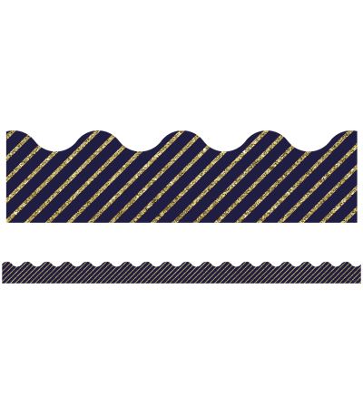 Sparkle and Shine Gold Glitter and Navy Stripe Scalloped Borders - Carson-Dellosa Publishing - Inne - Carson Dellosa Education - 9781483843599 - 15 marca 2018