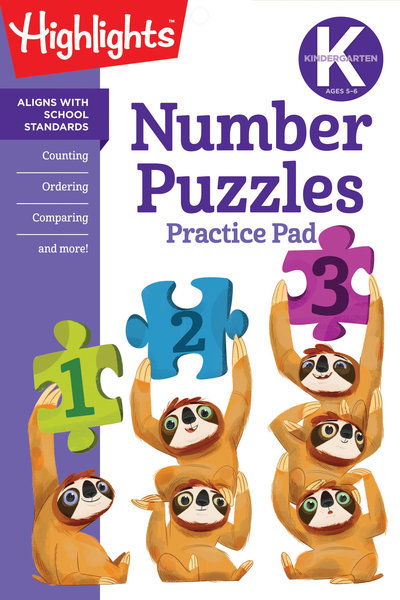 Cover for Highlights Learning · Kindergarten Number Puzzles - Highlights Learn on the Go Practice Pads (Paperback Book) (2019)