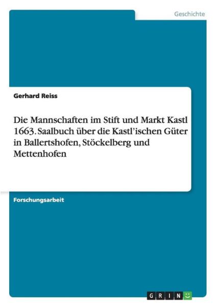 Cover for Reiss · Die Mannschaften im Stift und Mar (Book) (2015)