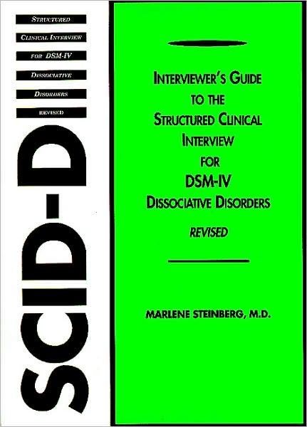 Cover for Marlene Steinberg · Structured Clinical Interview for DSM-IV (R) Dissociative Disorders (SCID-D-R) (Bokset) [Rev edition] (1994)