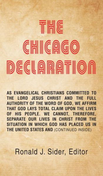 Cover for Ronald J. Sider · The Chicago Declaration (Paperback Book) (2016)