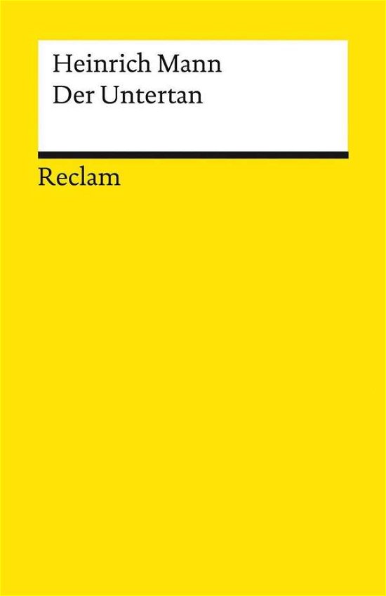 Der Untertan - Mann - Bøger -  - 9783150193600 - 